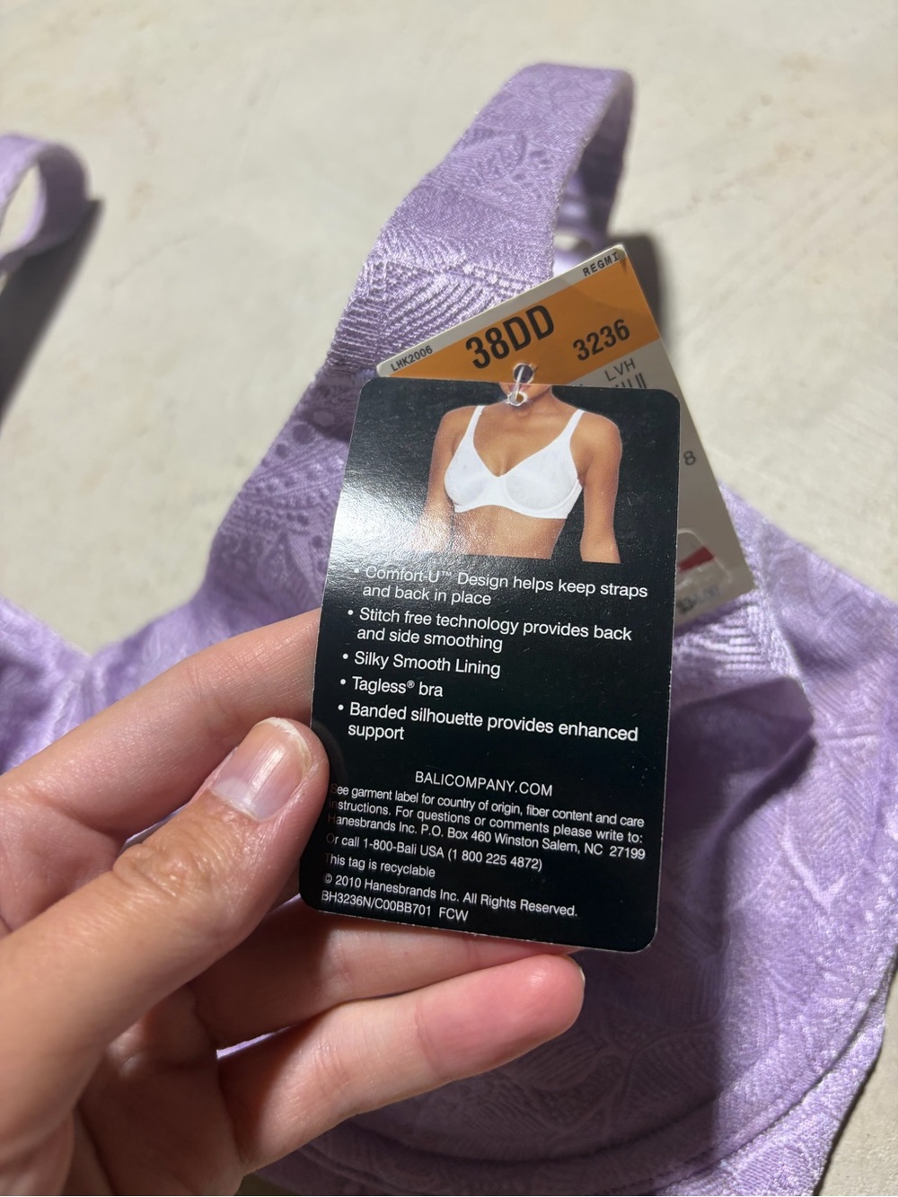 BALI NWT Lilac ComfortU Underwire Bra 38DD - Picture 9 of 9